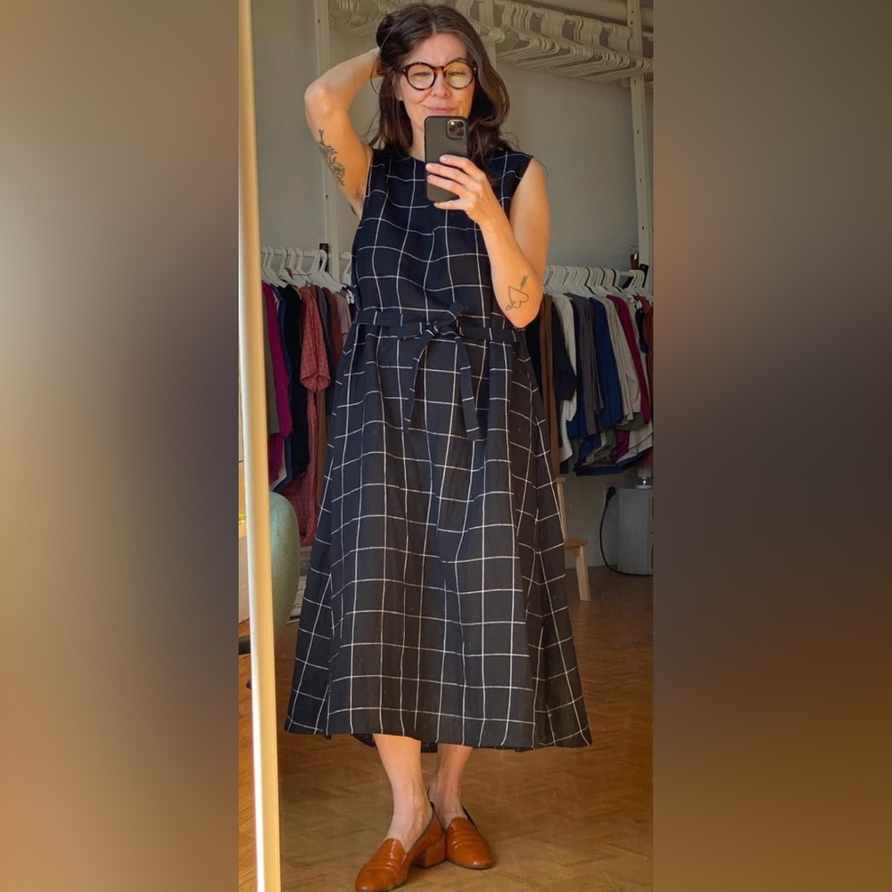 NWOT Amanda Moss Windowpane Sheshe Dress